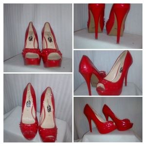 Sexy sz8.5 red open toe heels